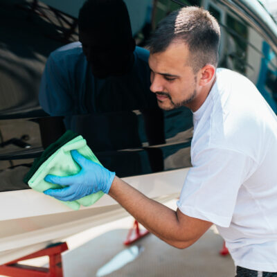 Boat Maintenance a Man Cleaning Boat with Cloth Selective Focus where to store a boat comparing your options