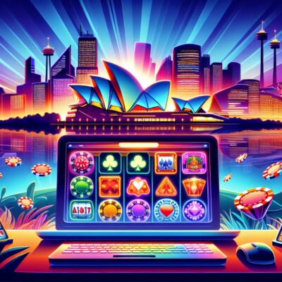 An illustration depicting the early days of online the history and growth of online casinos in australia a historical perspective